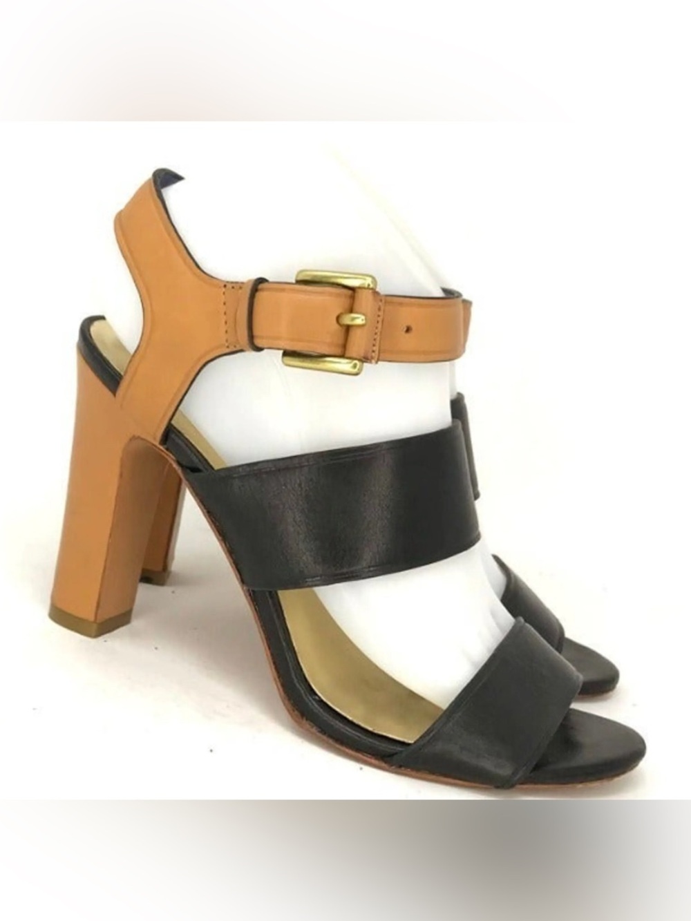 Coach Black and Brown Leather Sandals